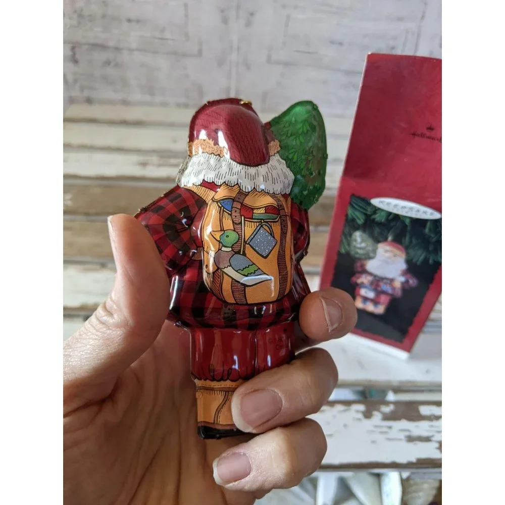 Hallmark woodland Santa Pressed Tin tree ornament‎